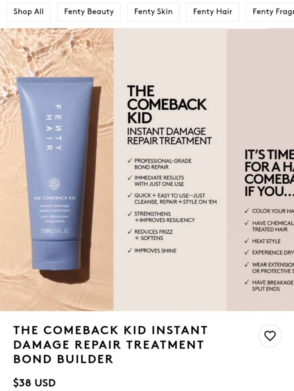 Fenty Hair NWT The Comeback Kid Instant Damage Repair Treatment NIB NEW IN BOX - Picture 8 of 13